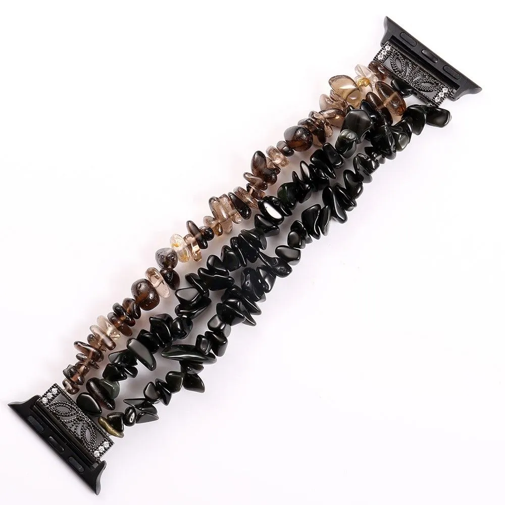 Apple Watch (45mm) natural stones style watch strap - Black