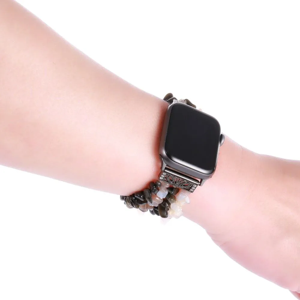 Apple Watch (45mm) natural stones style watch strap - Black