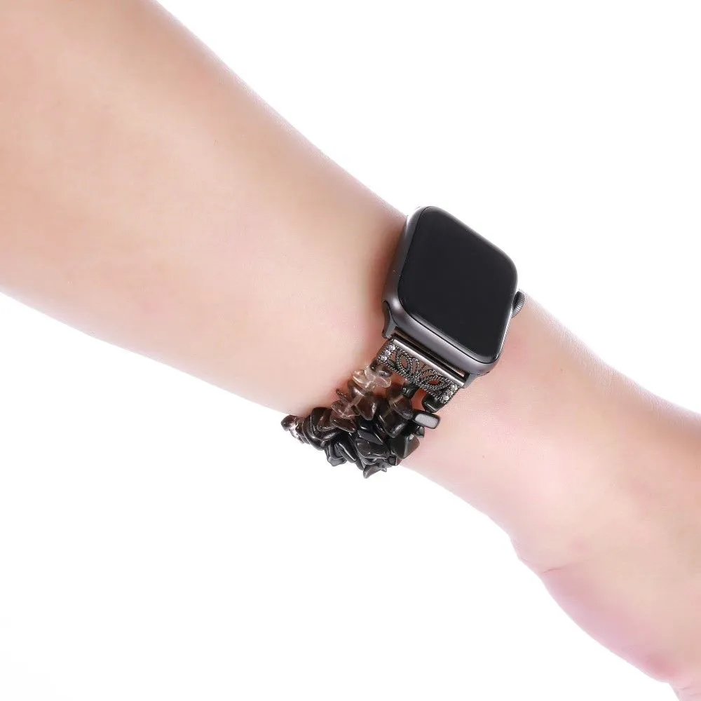 Apple Watch (45mm) natural stones style watch strap - Black