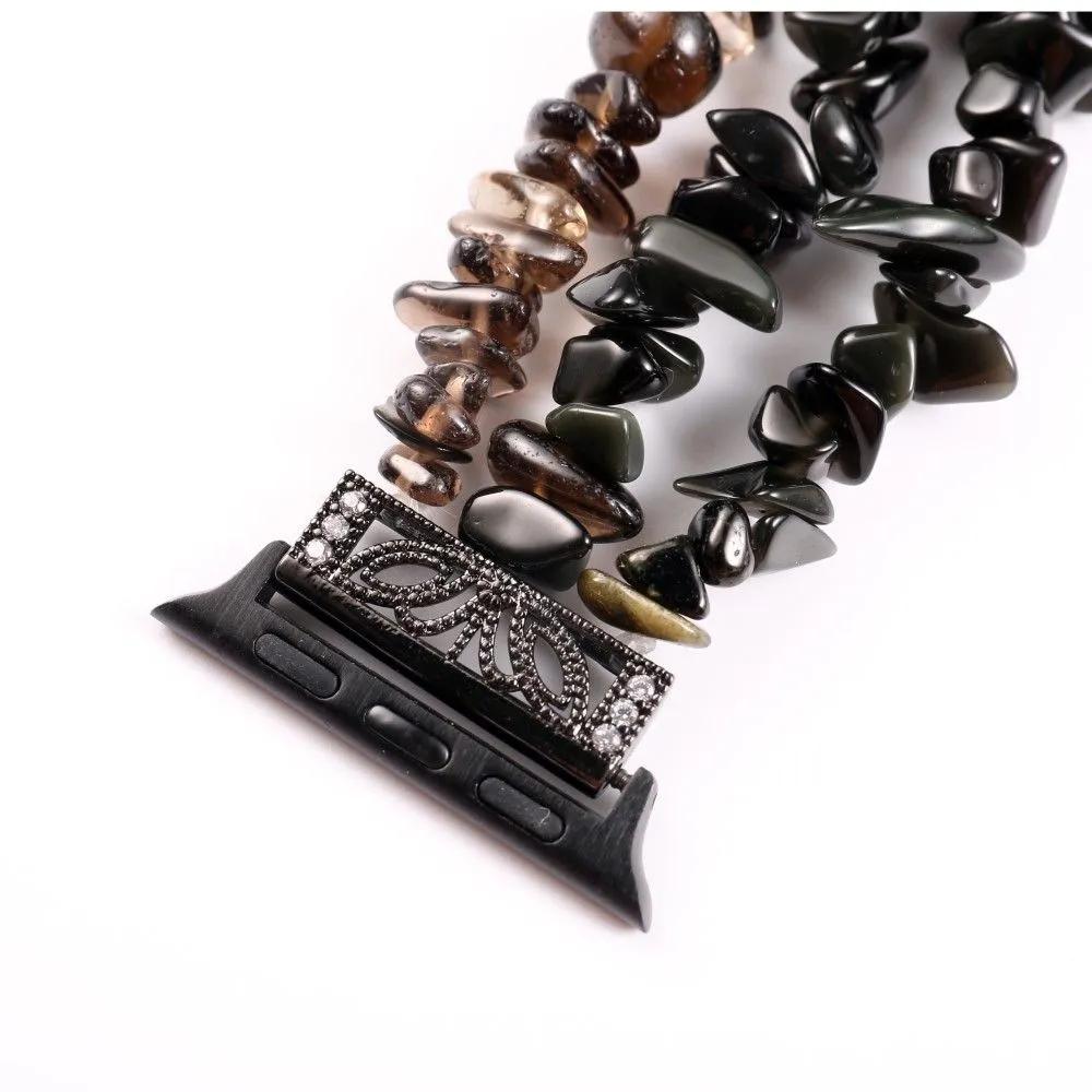 Apple Watch (45mm) natural stones style watch strap - Black