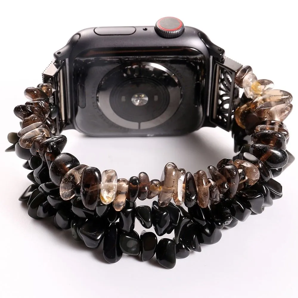 Apple Watch (45mm) natural stones style watch strap - Black