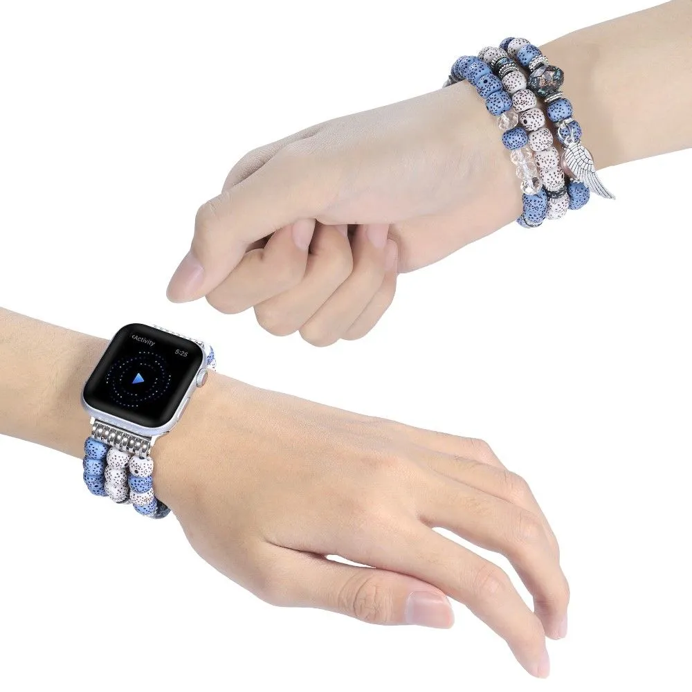 Apple Watch (45mm) wing décor in bead style watch strap - Light Blue
