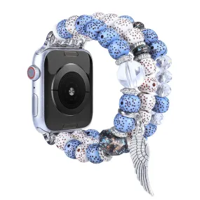 Apple Watch (45mm) wing décor in bead style watch strap - Light Blue