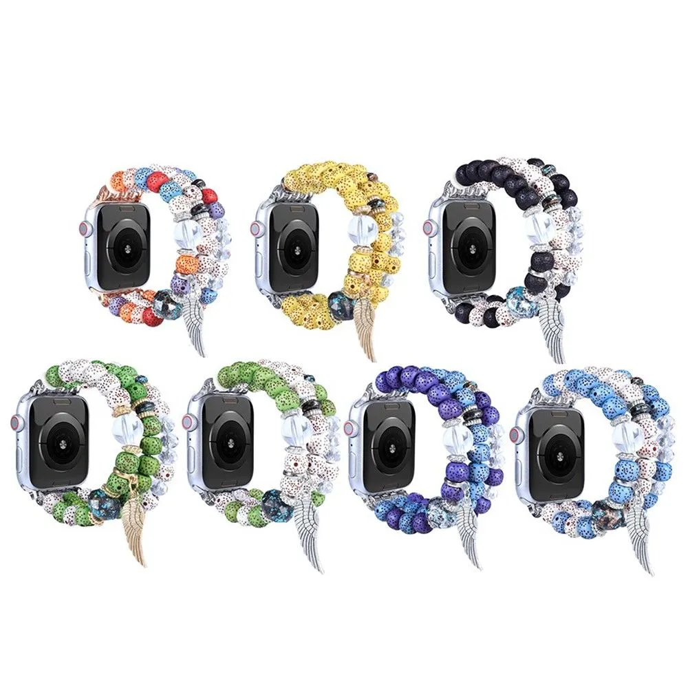 Apple Watch (45mm) wing décor in bead style watch strap - Light Blue