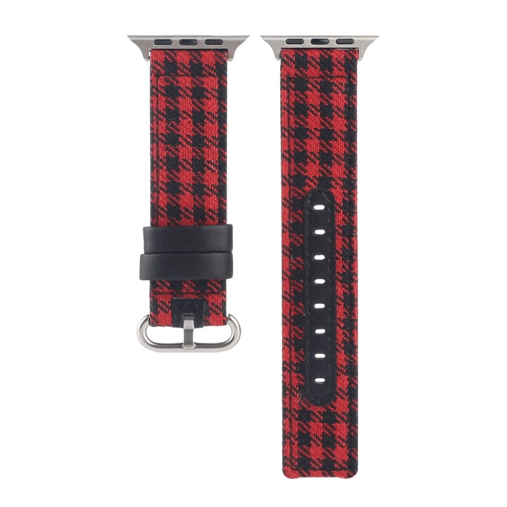 Apple Watch Series 6 / 5 44mm plaid nylon watch band - Black / Red
