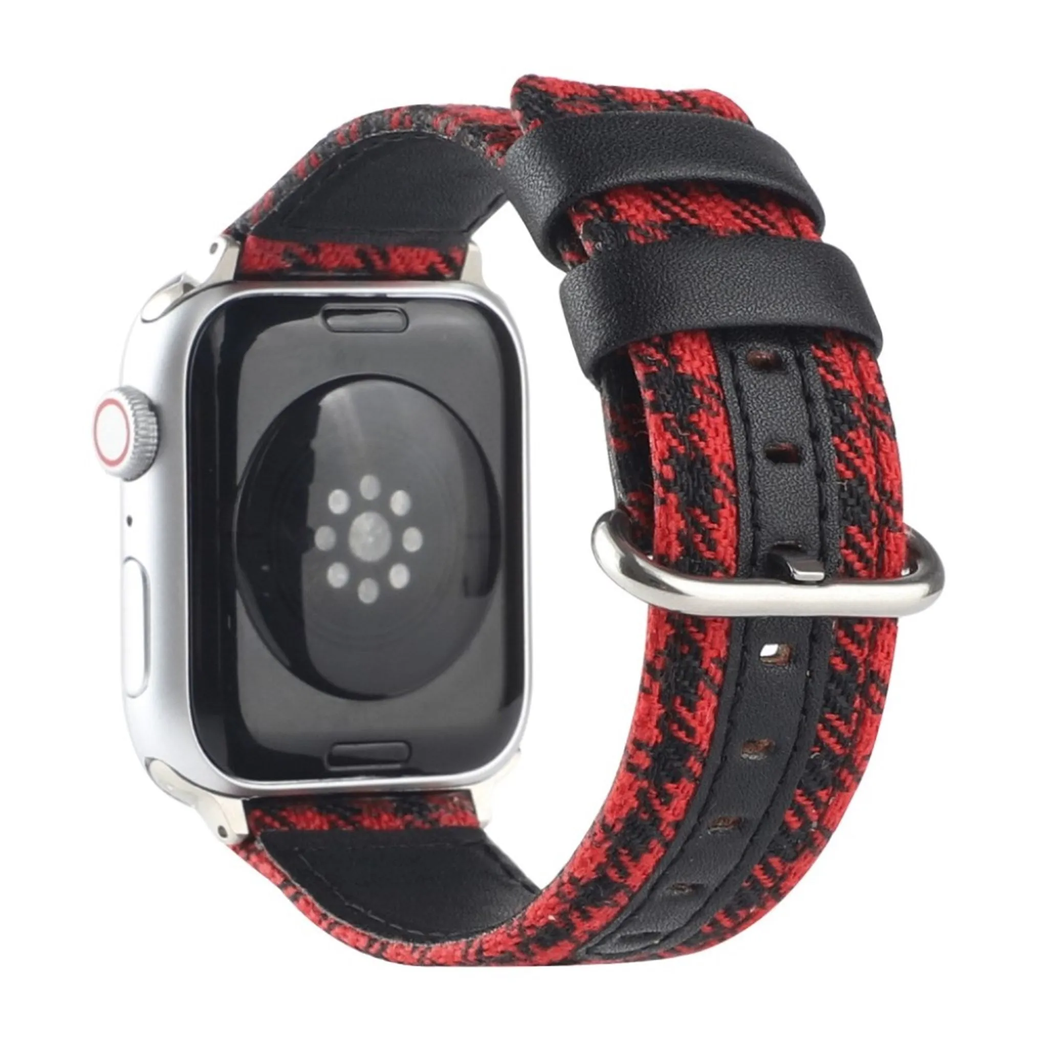 Apple Watch Series 6 / 5 44mm plaid nylon watch band - Black / Red