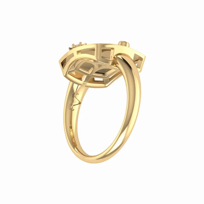 Aries Ram Diamond Constellation Signet Ring in 14K Yellow Gold Vermeil on Sterling Silver