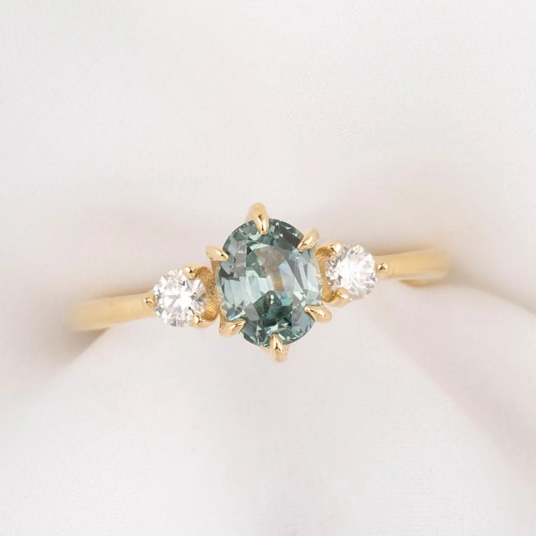 Ayana Ring 1.10ct Light Blue Montana Sapphire, 14k Yellow Gold (One of a kind)