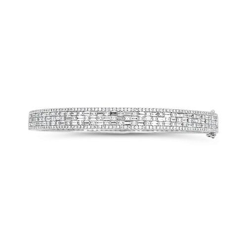 Baguette & Round Diamond Bangle Bracelet