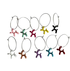 Balloon Dog Wine Glass Charms - Set of 10