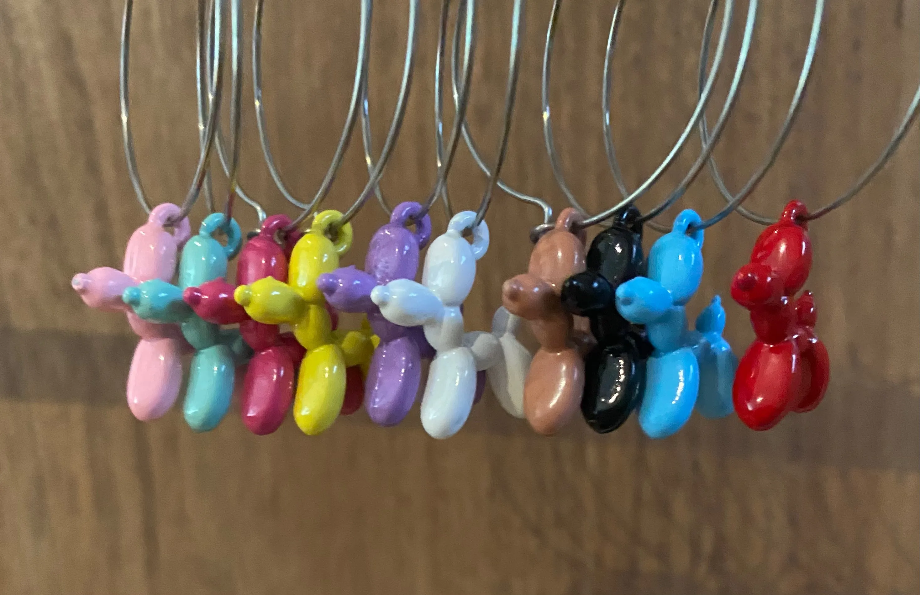Balloon Dog Wine Glass Charms - Set of 10