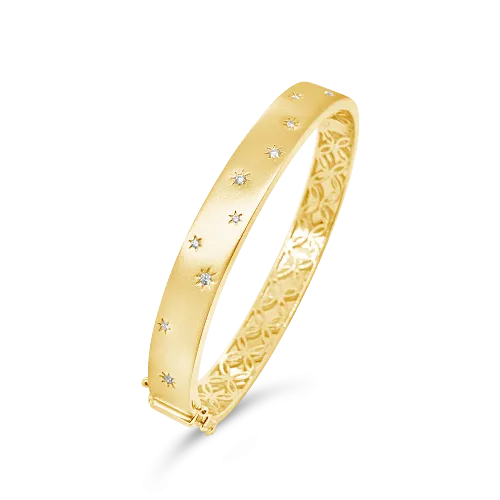 Bangle Bracelet with Scattered Diamond Stars