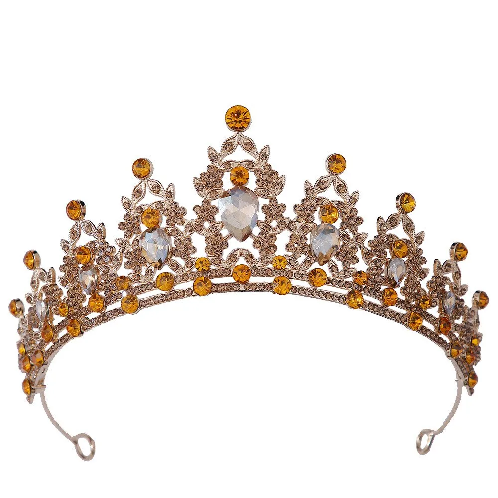 Baroque Crystal Tiara Crown Wedding Pageant Hair Accessories