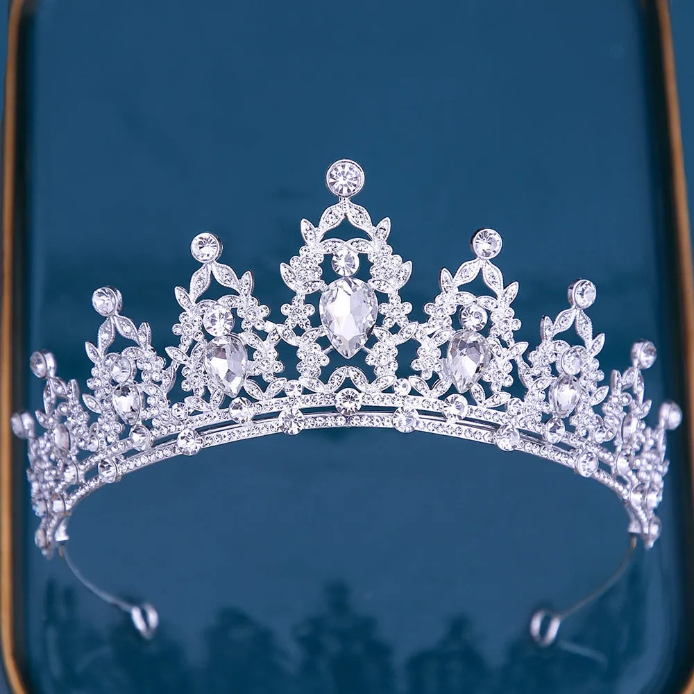 Baroque Crystal Tiara Crown Wedding Pageant Hair Accessories