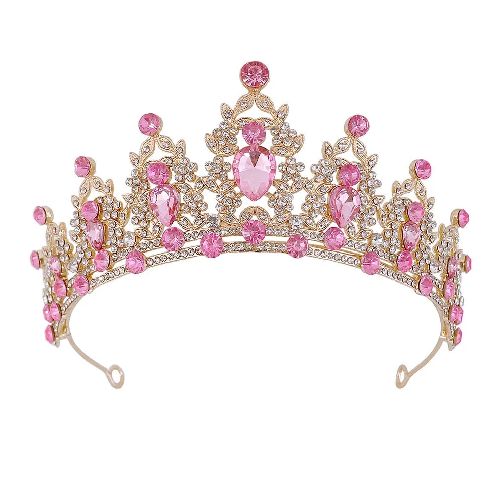 Baroque Crystal Tiara Crown Wedding Pageant Hair Accessories