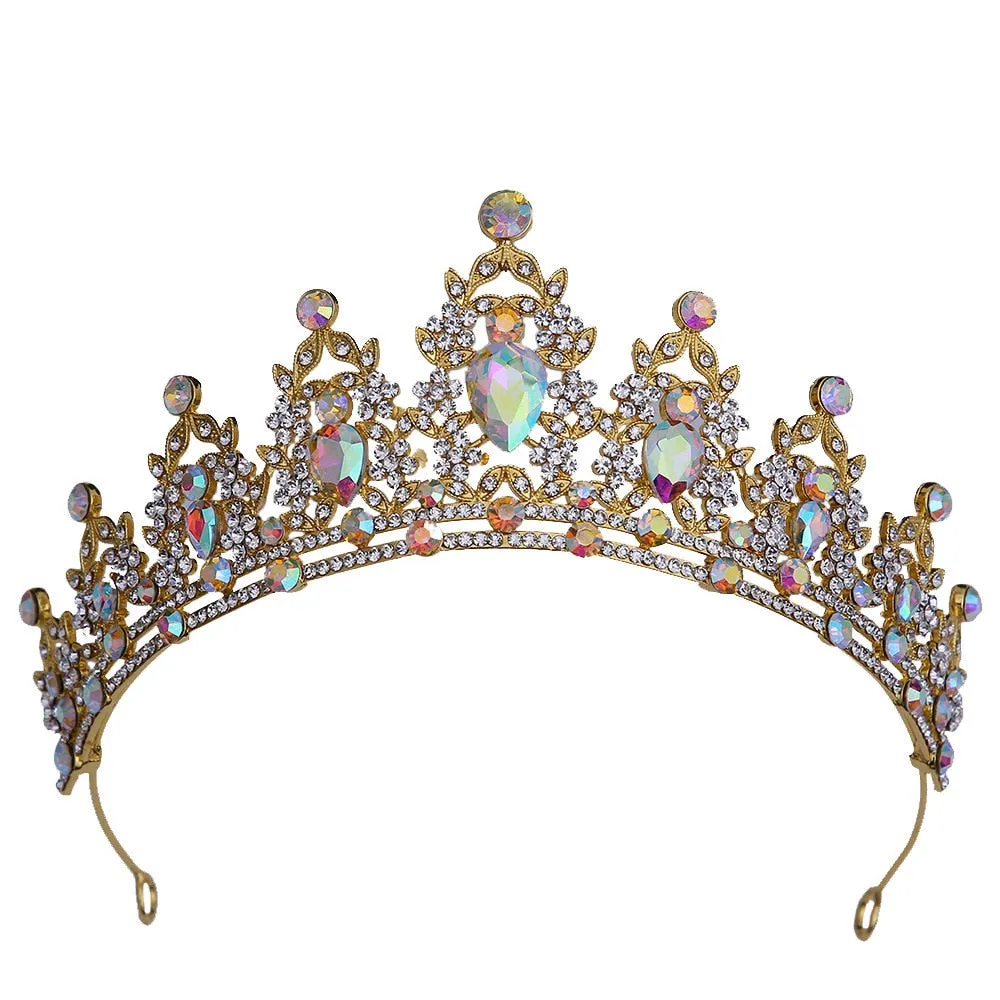Baroque Crystal Tiara Crown Wedding Pageant Hair Accessories