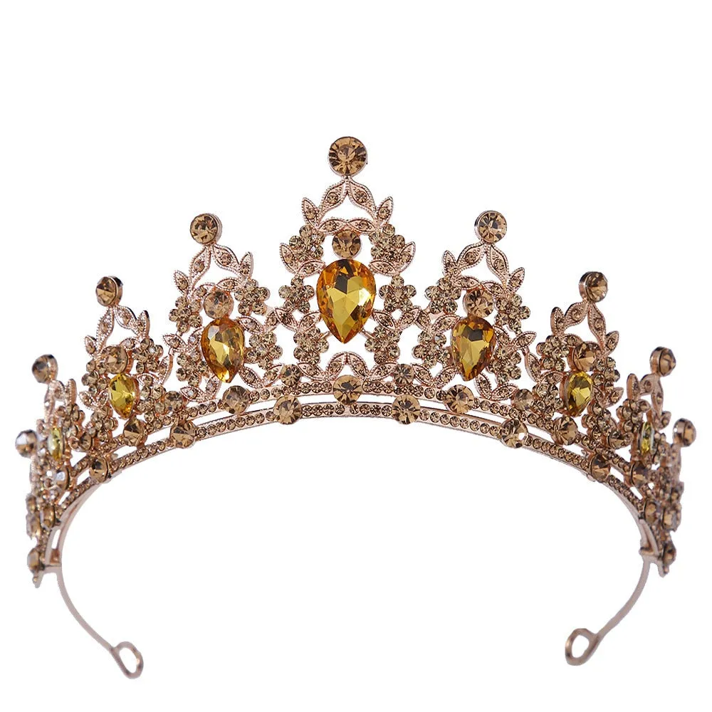Baroque Crystal Tiara Crown Wedding Pageant Hair Accessories