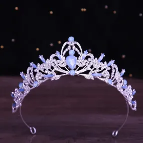 Baroque Princess Opal Crystal Tiara Crown Party Hair Accessory