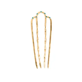 Bejeweled Hair Fork in Turquoise - 3 3/4" L  | Available to ship January 7, 2025