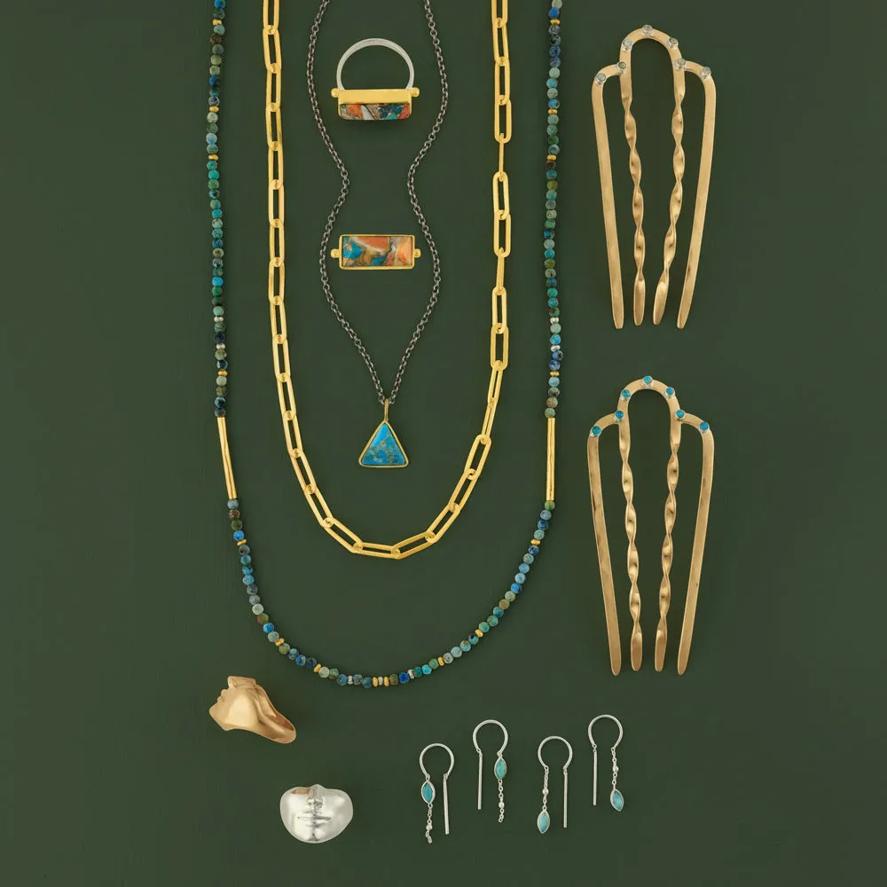 Bejeweled Hair Fork in Turquoise - 3 3/4" L  | Available to ship January 7, 2025