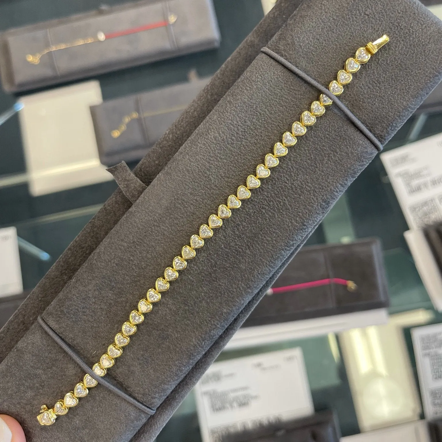 Bezel Set Diamond Hearts Tennis Bracelet