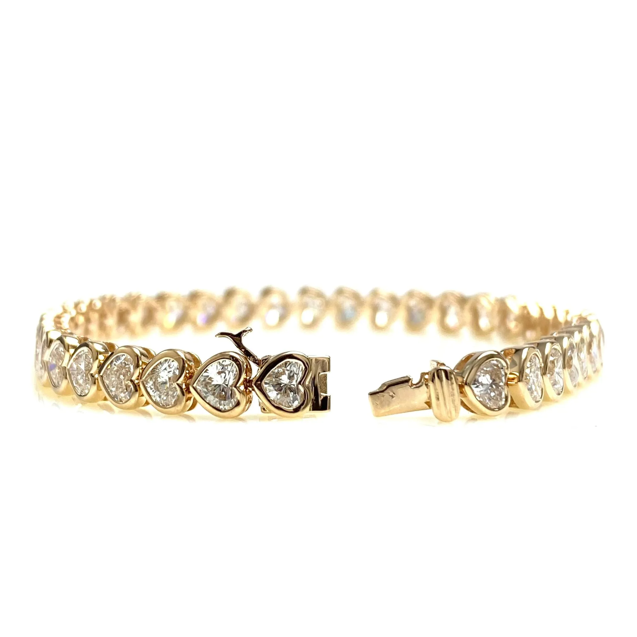 Bezel Set Diamond Hearts Tennis Bracelet