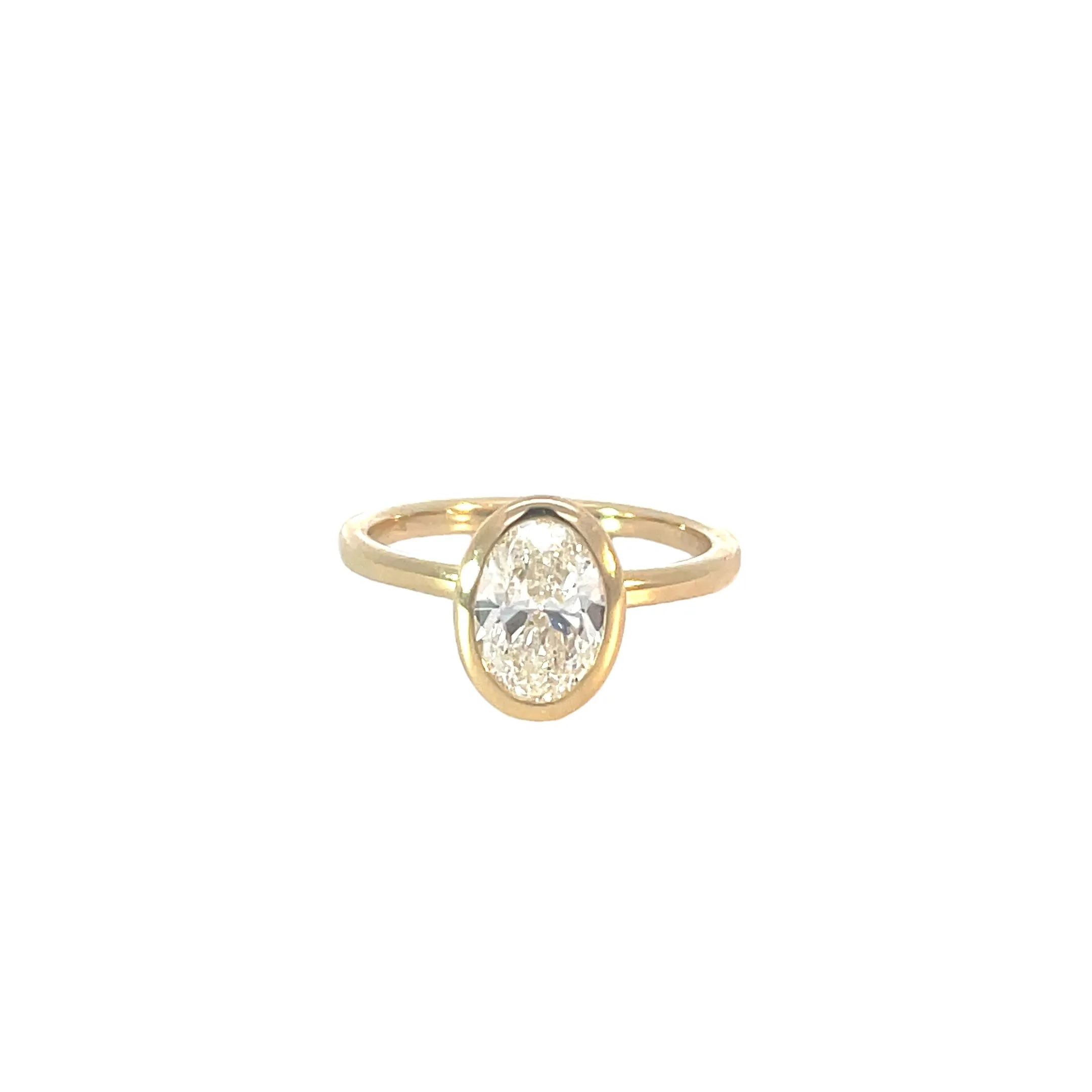 Bezel Set Oval Lab Grown Engagement Ring