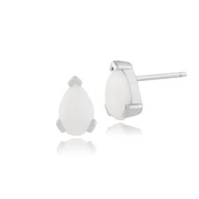 Birnenförmige Opal Ohrstecker in 9ct Weiß Gold