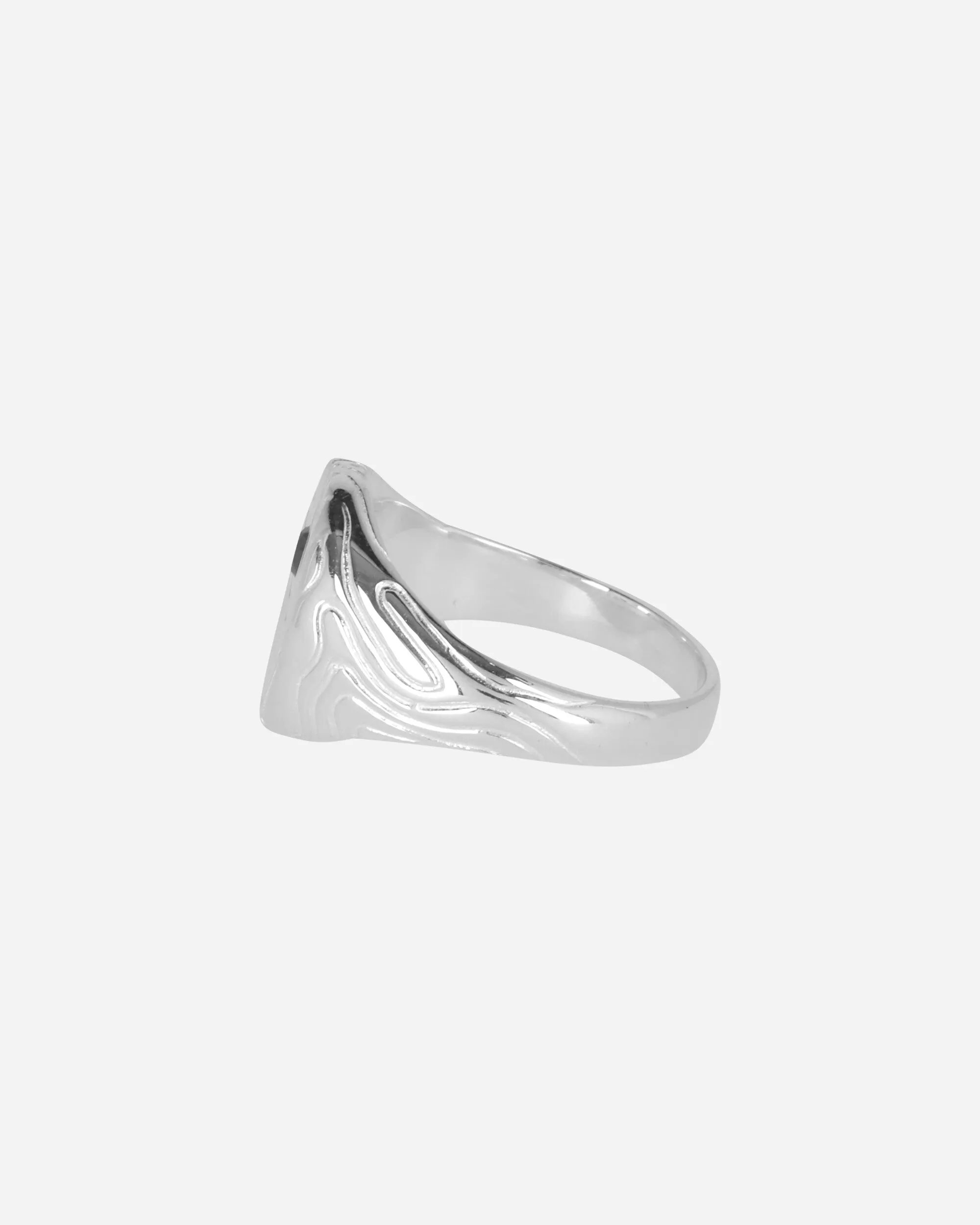 Black Diamond Globe Signet Ring Silver