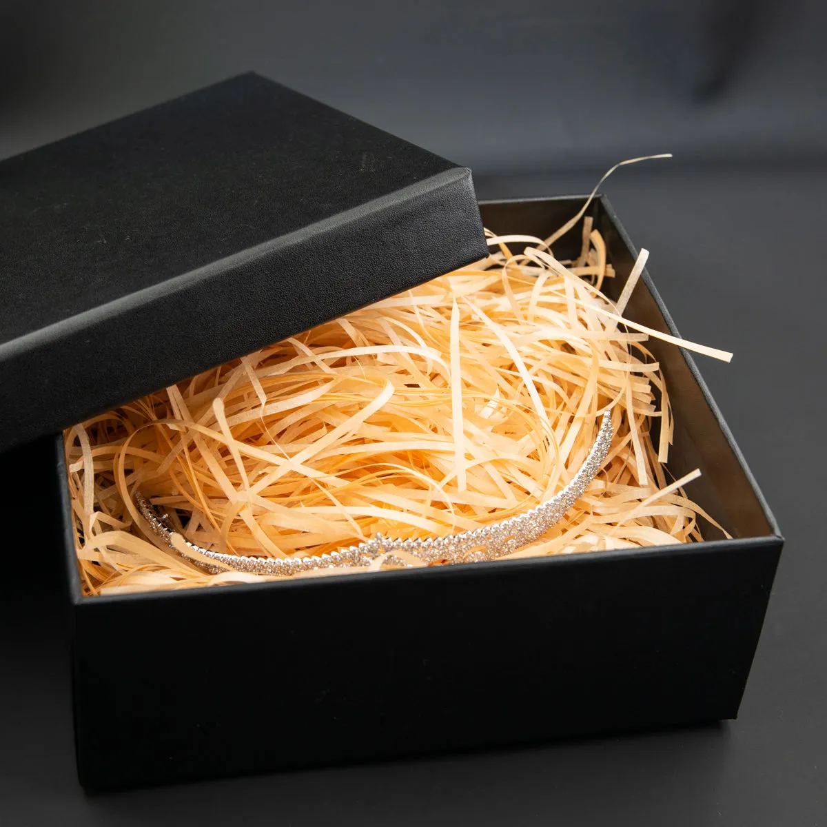 Black Gift Box with Raffia for Tiaras/Headband