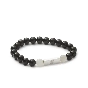 Black Tourmaline & White Moonstone Beaded Bracelet