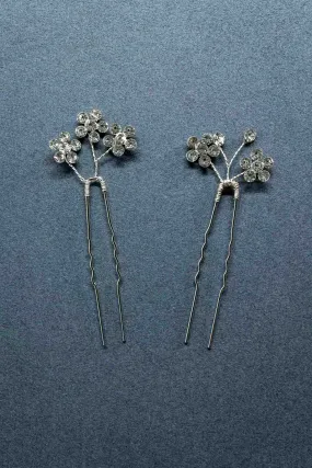 Blooming Rhinestone Hair Pin Set