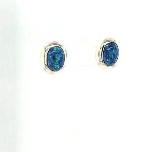 Blue Opal Stud Earrings