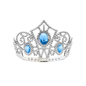 Blue Plastic Jeweled Tiara, 1 Count