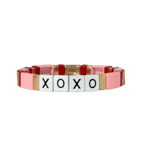 Boho XOXO Tile Bracelet | Red x Pink