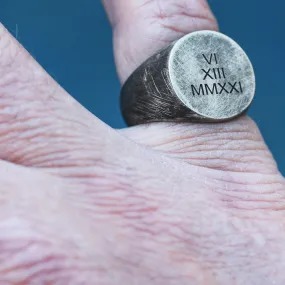 Bold Globe Ring | Roman Numerals