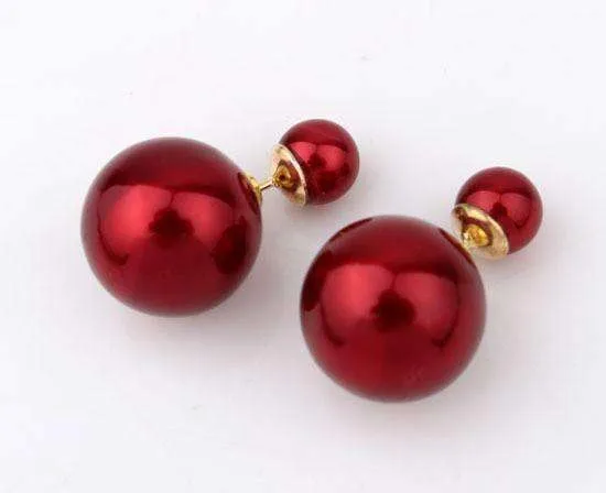 Bowling Pin Reversible Pearl Earrings - Five Colors to Choose!