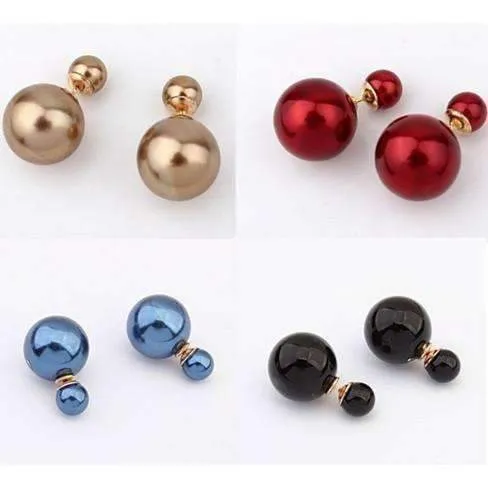 Bowling Pin Reversible Pearl Earrings - Five Colors to Choose!
