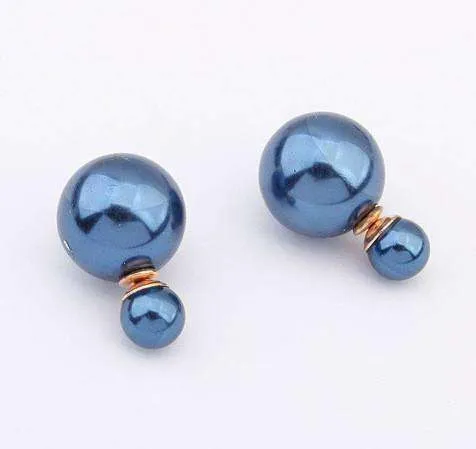 Bowling Pin Reversible Pearl Earrings - Five Colors to Choose!