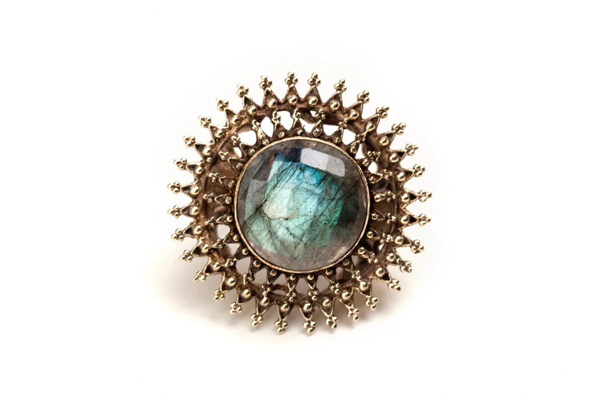 Brass Labradorite Large Chunky Handmade Empress ring