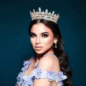 Bridal Crown with Peak, Quinceanera Tall Tiara, Corona for Quince, Pageant Crown