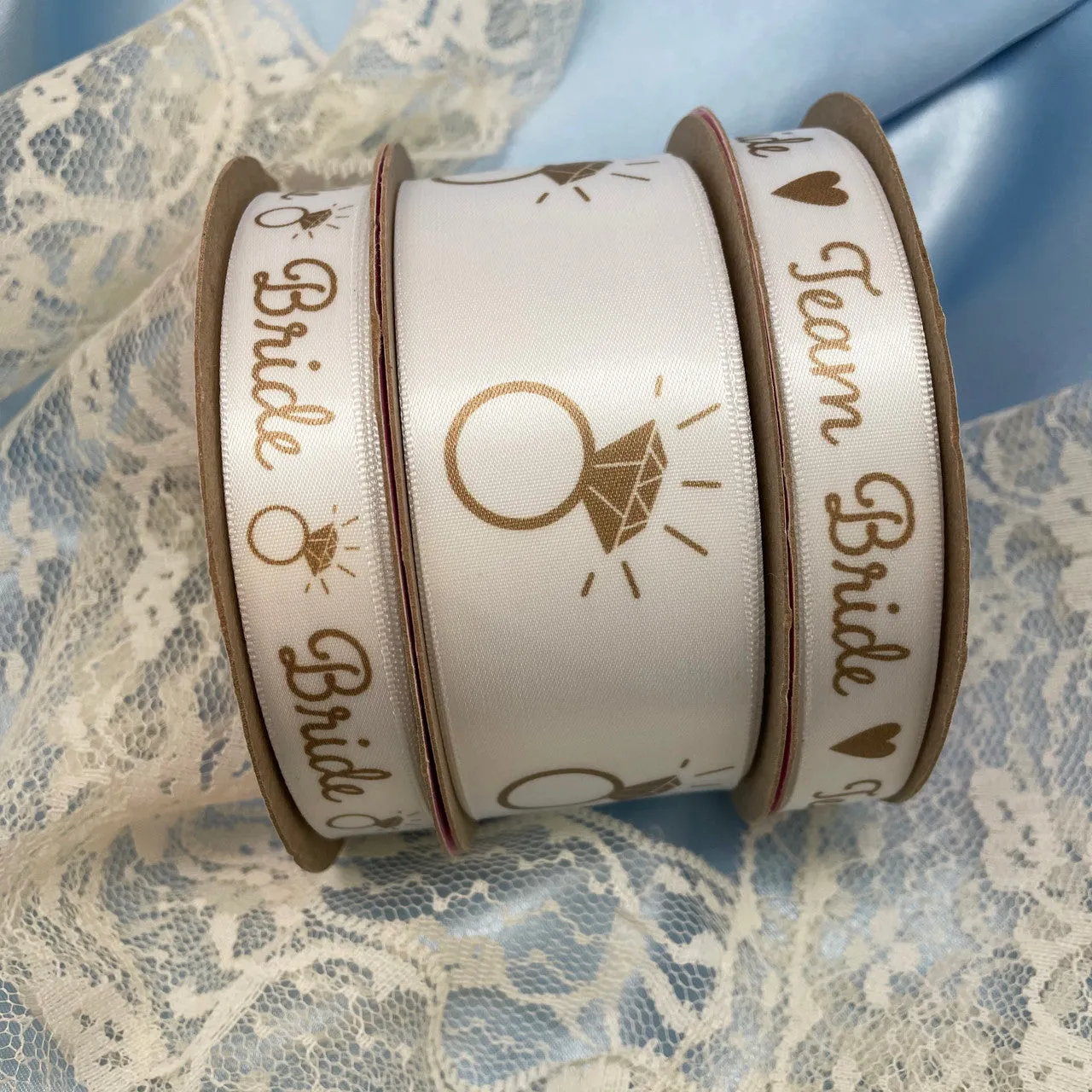 Bridal Ribbon engagement ring  printed on 1.5" satin