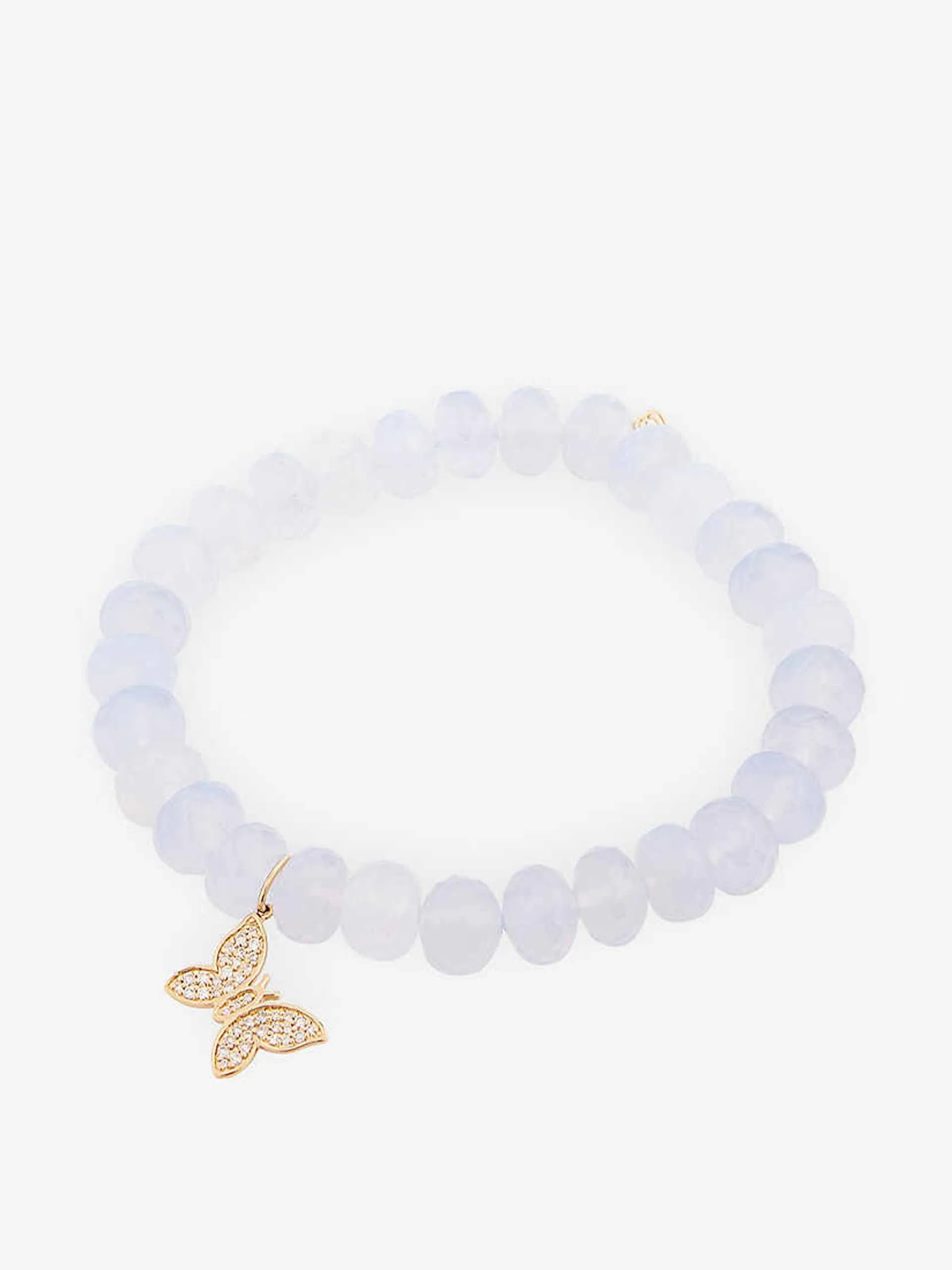 Butterfly beaded bracelet with 14kt gold and diamonds
