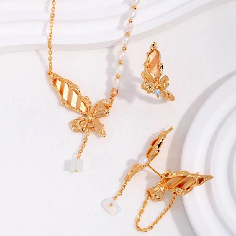 Butterfly Stud Earrings-Gold Vermeil