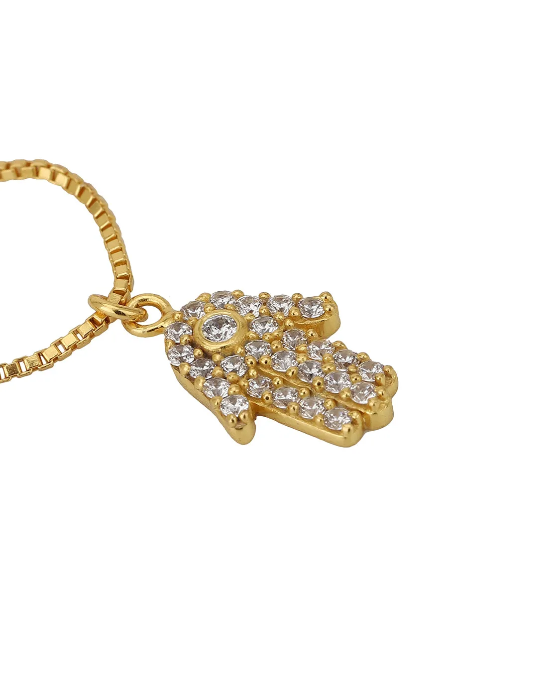Carlton London Gold-Plated Cz Studded Hamsa Shape Watch Charm For Women