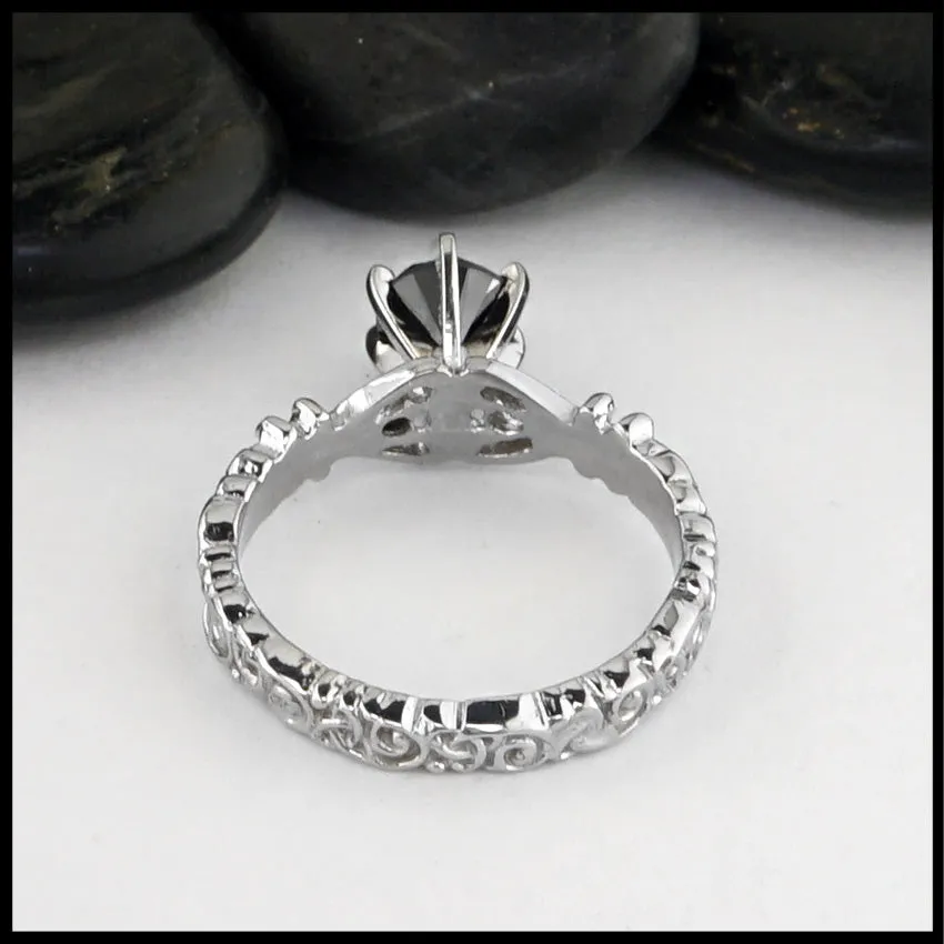 Celtic Scroll Ring with Diamonds