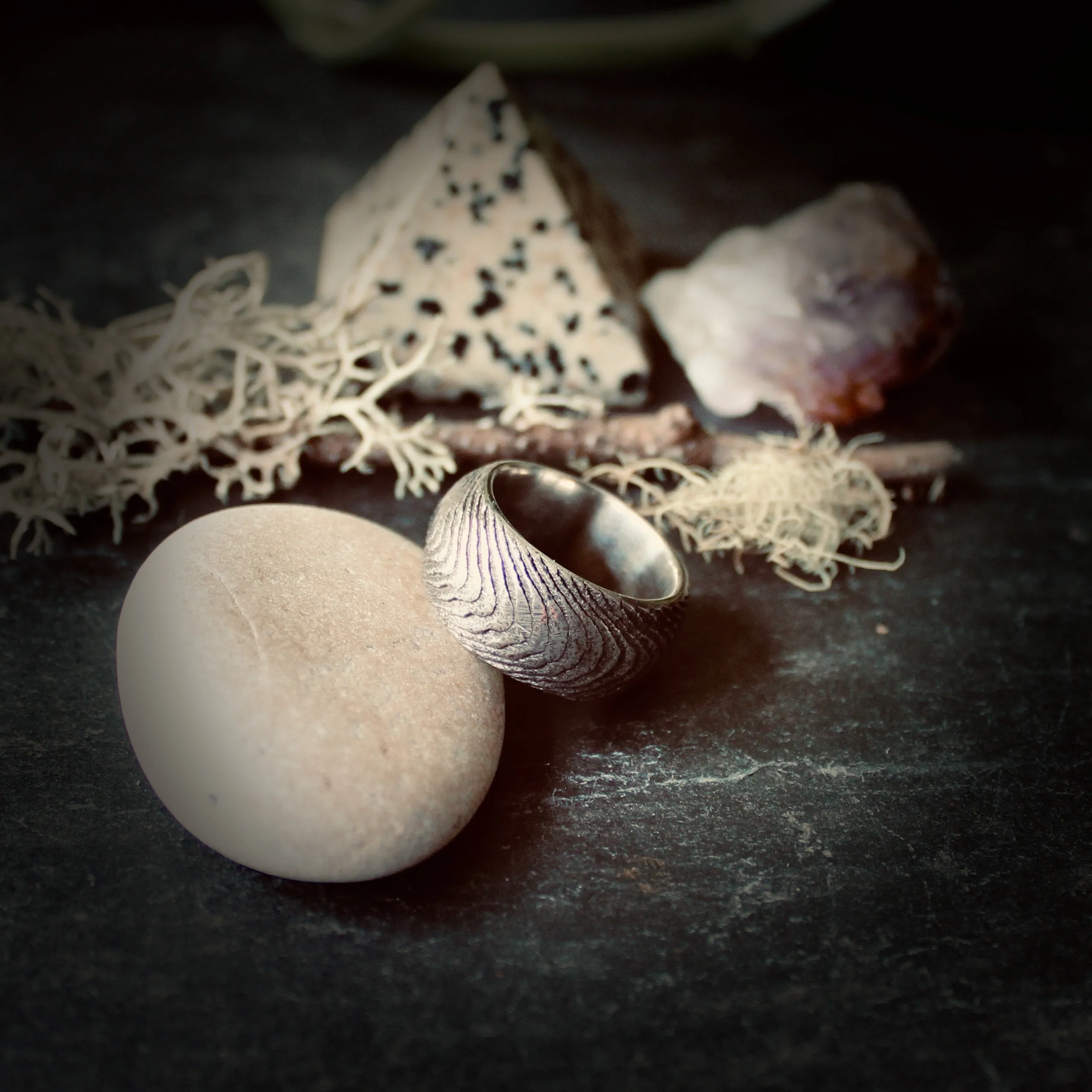 Cephalopod Ring. Cuttlebone Cast Sterling Silver Ring size UK L US 6