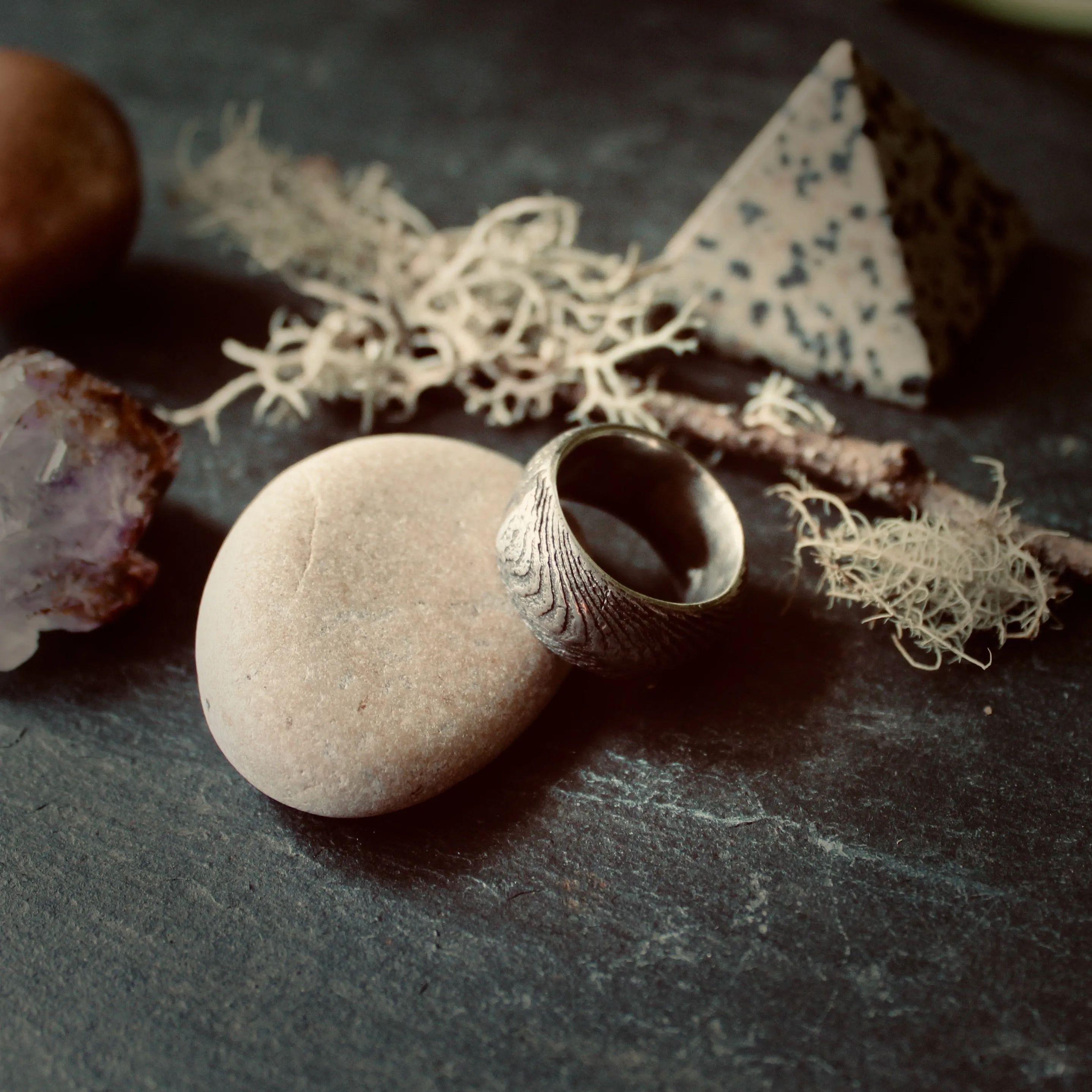 Cephalopod Ring. Cuttlebone Cast Sterling Silver Ring size UK L US 6