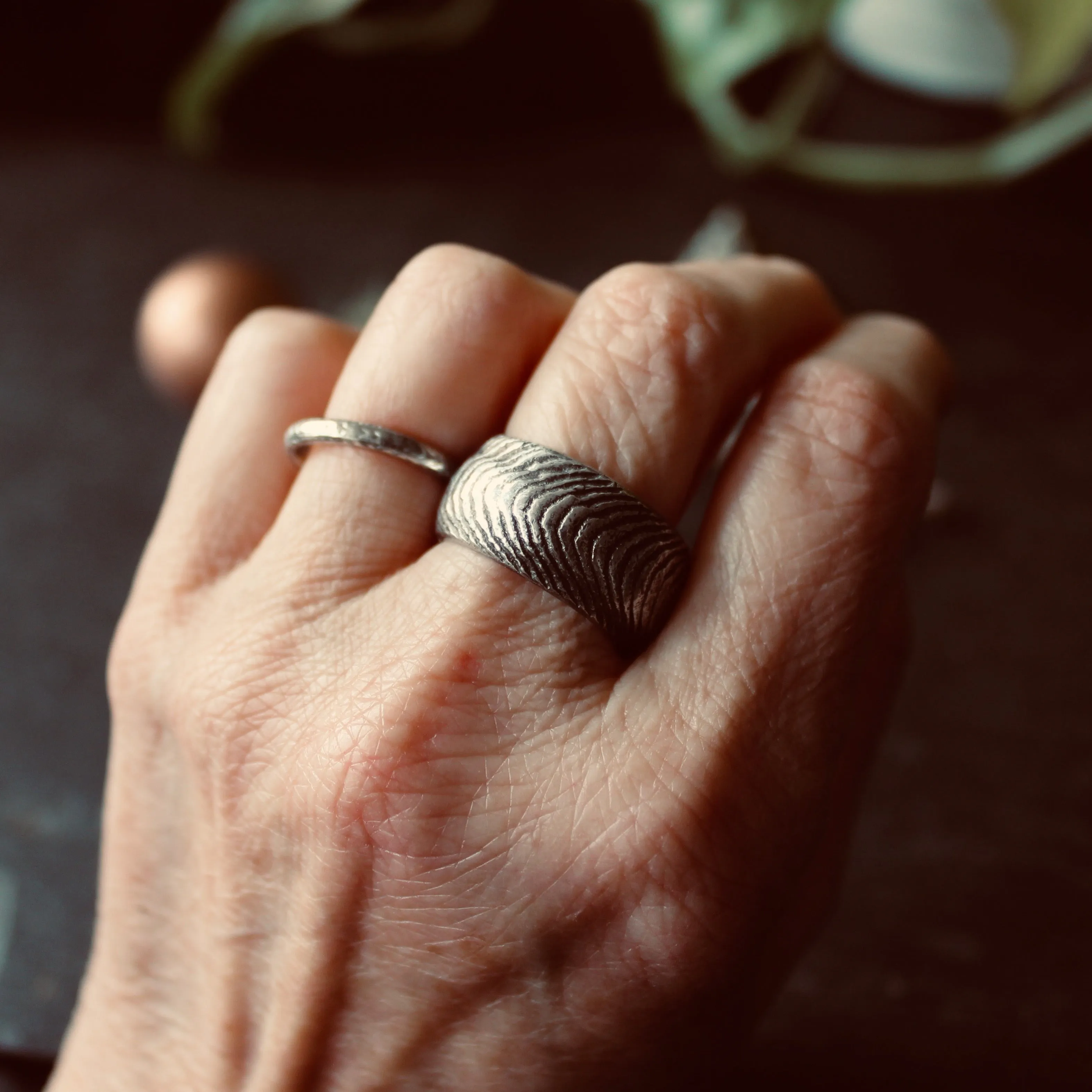 Cephalopod Ring. Cuttlebone Cast Sterling Silver Ring size UK L US 6