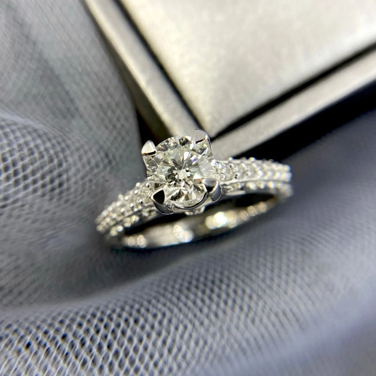 Certified 1.25CT Round Cut Diamond Engagement Ring in 14KT White Gold